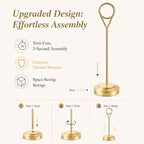 12 Pcs Gold Table Number Holders, 6 Inch Tall Place Card Holders for Table, Sturdy Photo Picture Holders with, alternate view
