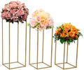 12 Pcs Gold Wedding Flower Stand Metal Geometric Table Centerpiece Flower Vase Column Stand Rectangular Flower