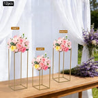 12 Pcs Gold Wedding Flower Stand Metal Geometric Table Centerpiece Flower Vase Column Stand Rectangular Flower, alternate