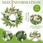 12 Pcs Green Artificial Eucalyptus Swag Wreaths Spring Summer Wreath with White Berries Mini Green Kitchen, alternate view 3