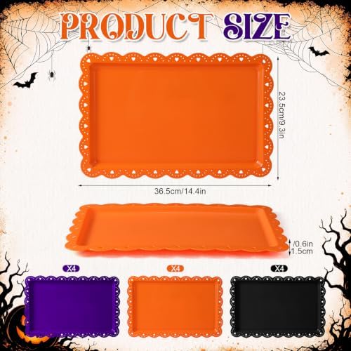 12 Pcs Halloween Serving Trays Plastic Rectangle Serving Dish in 14.57 x 9.45 x 2.36 inches in Halloween, alternate view 3