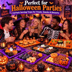 12 Pcs Halloween Serving Trays Plastic Rectangle Serving Dish in 14.57 x 9.45 x 2.36 inches in Halloween, alternate view 5