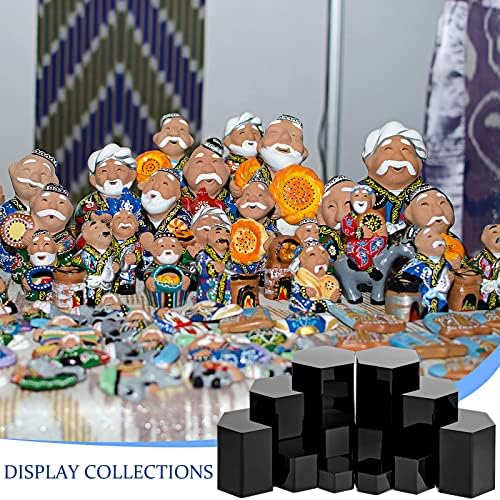 12 Pcs Hexagonal Jewelry Display Risers Acrylic Stands, Black in Black, alternate view 6