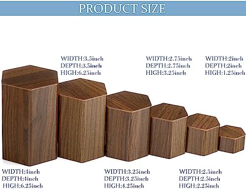 12 Pcs Hexagonal Jewelry Display Risers Acrylic Stands, Brown in Brown, alternate view 2