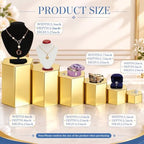 12 Pcs Hexagonal Jewelry Display Risers Acrylic Stands, Gold in Gold, alternate view 2