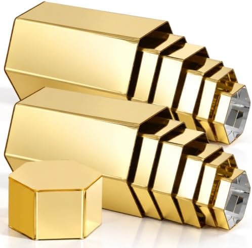 12 Pcs Hexagonal Jewelry Display Risers Acrylic Stands, Gold in Gold, alternate view 7