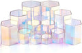 12 Pcs Hexagonal Jewelry Display Risers Acrylic Stands, Rainbow Color in Rainbow Color