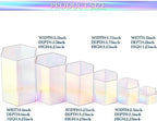 12 Pcs Hexagonal Jewelry Display Risers Acrylic Stands, Rainbow Color in Rainbow Color, alternate view 2