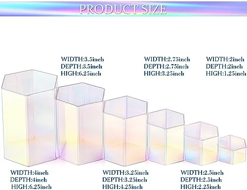 12 Pcs Hexagonal Jewelry Display Risers Acrylic Stands, Rainbow Color in Rainbow Color, alternate view 2