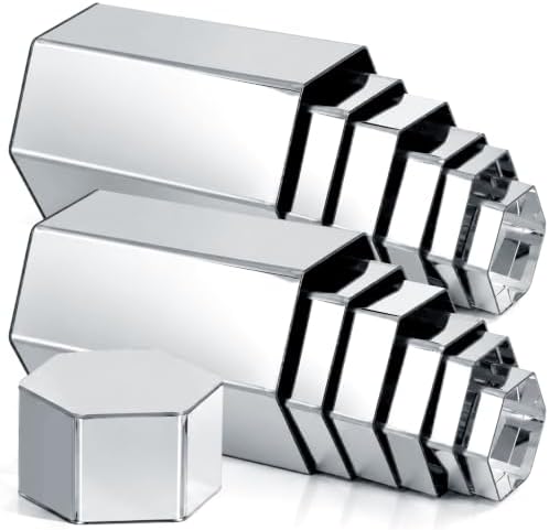 12 Pcs Hexagonal Jewelry Display Risers Acrylic Stands, Silver in Silver, alternate view 7