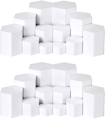 12 Pcs Hexagonal Jewelry Display Risers Acrylic Stands, White in White