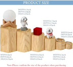 12 Pcs Hexagonal Jewelry Display Risers Acrylic Stands, Woodgrain in Natural Color, alternate view 2