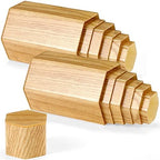 12 Pcs Hexagonal Jewelry Display Risers Acrylic Stands, Woodgrain in Natural Color, alternate view 3