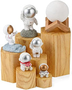 12 Pcs Hexagonal Jewelry Display Risers Acrylic Stands, Woodgrain in Natural Color, alternate view 4
