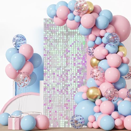 12 Pcs Iridescent Pink Shimmer Wall Backdrop Panels, 3 x 4 FT for Party in 3 x 4 FT in Iridescent Pink