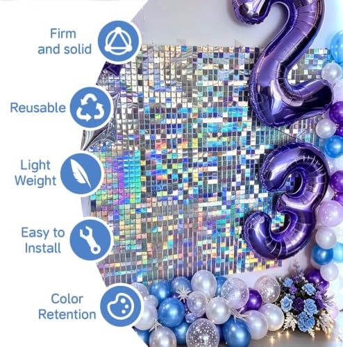 12 Pcs Iridescent Silver Shimmer Wall Backdrop,3x4 FT for Party in 3x4 FT, alternate view 2