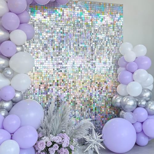 12 Pcs Iridescent Silver Shimmer Wall Backdrop,3x4 FT for Party in 3x4 FT, alternate view 6
