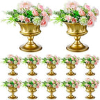 12 Pcs Metal Compote Vases Pedestal Stand for Centerpieces, Gold in Gold