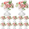 12 Pcs Metal Compote Vases Pedestal Stand for Centerpieces, White in White