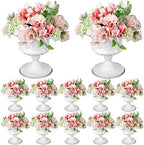 12 Pcs Metal Compote Vases Pedestal Stand for Centerpieces, White in White