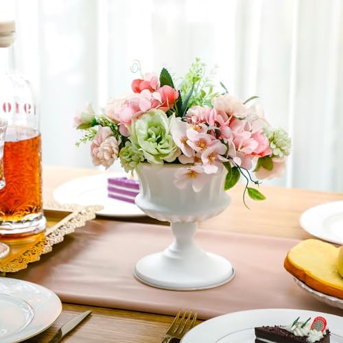 12 Pcs Metal Compote Vases Pedestal Stand for Centerpieces, White in White, alternate view 2