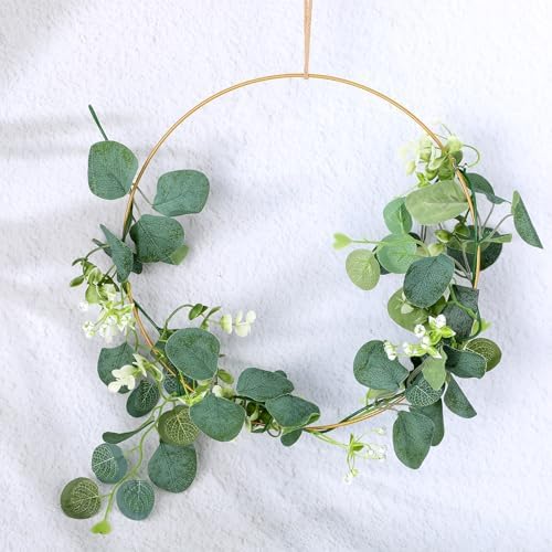 12 Pcs Metal Floral Hoop Centerpiece with Stand, 12 Inch Macrame and Wreath Rings for DIY Wedding Decor, Wall, alternate view