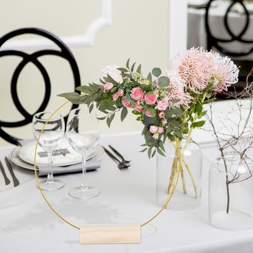 12 Pcs Metal Floral Hoop Centerpiece with Stand, 12 Inch Macrame and Wreath Rings for DIY Wedding Decor, Wall, alternate view