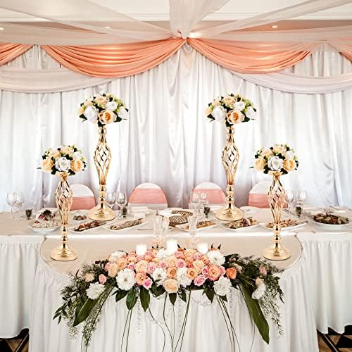 12 Pcs Metal Wedding Centerpieces Gold Tall Flower Stand in Gold, alternate view 6