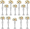 12 Pcs Metal Wedding Centerpieces Silver Tall Flower Stand in Silver