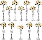 12 Pcs Metal Wedding Centerpieces Silver Tall Flower Stand in Silver