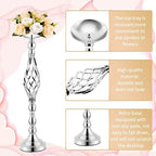 12 Pcs Metal Wedding Centerpieces Silver Tall Flower Stand in Silver, alternate view 4