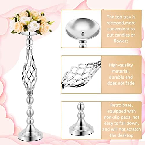12 Pcs Metal Wedding Centerpieces Silver Tall Flower Stand in Silver, alternate view 4