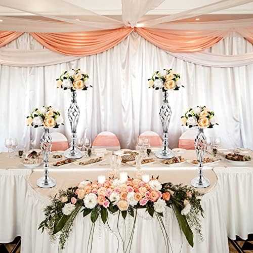 12 Pcs Metal Wedding Centerpieces Silver Tall Flower Stand in Silver, alternate view 6