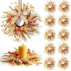 12 Pcs Mini Fall Wreaths for Kitchen Cabinets Thanksgiving Artificial Wreaths Autumn Hanging Wreath Harvest