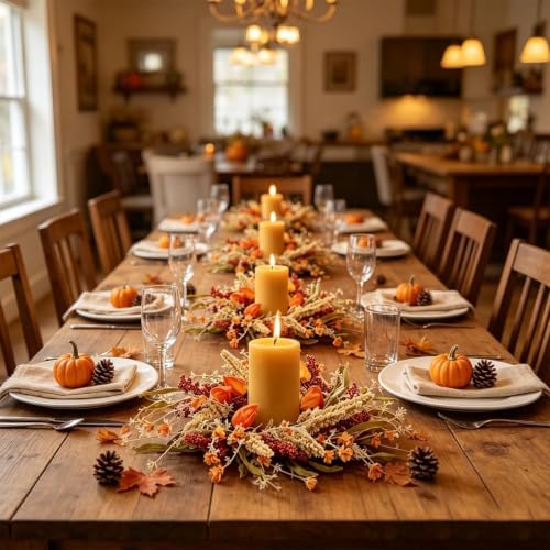 12 Pcs Mini Fall Wreaths for Kitchen Cabinets Thanksgiving Artificial Wreaths Autumn Hanging Wreath Harvest, alternate view 5