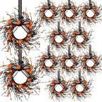12 PCS Mini Halloween Wreaths for Kitchen Cabinets Pumpkin Door Wreaths