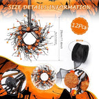12 PCS Mini Halloween Wreaths for Kitchen Cabinets Pumpkin Door Wreaths, alternate view 3