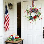 12 Pcs Mini Patriotic American Kitchen Cabinet Wreaths Small 4th of July Floral Swag Wreath for Front Door with, alternate