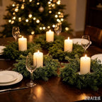 12 PCS Mini Real Touch Christmas Wreaths for Kitchen Cabinets Artificial Norfolk Lifelike Cedar Wreaths with Bow, alternate
