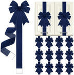 12 Pcs Navy Blue Christmas Velvet Cabinet Bows Ribbons for Kitchen
