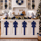 12 Pcs Navy Blue Christmas Velvet Cabinet Bows Ribbons for Kitchen, alternate view 5