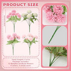 12 Pcs Pink Artificial Flowers for Outdoor Silk Chrysanthemums, alternate view 2