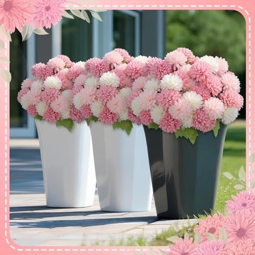 12 Pcs Pink Artificial Flowers for Outdoor Silk Chrysanthemums, alternate view 3