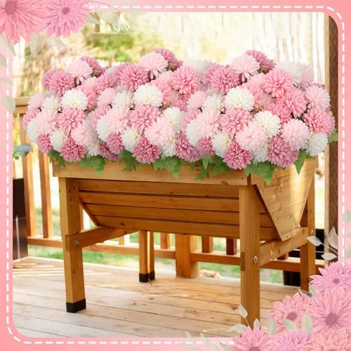 12 Pcs Pink Artificial Flowers for Outdoor Silk Chrysanthemums, alternate view 4