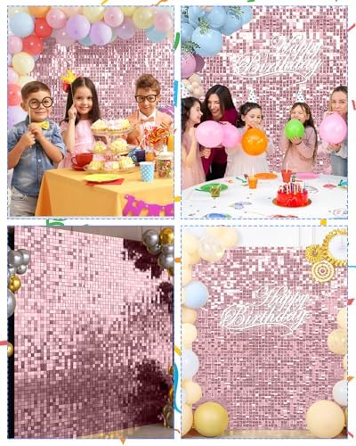 12 Pcs Pink Shimmer Wall Backdrop Panels, 3 x 4 FT for Party Decorations in 3 x 4 FT, alternate view 3