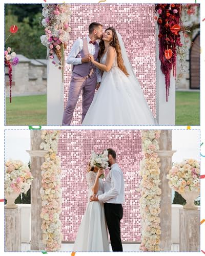 12 Pcs Pink Shimmer Wall Backdrop Panels, 3 x 4 FT for Party Decorations in 3 x 4 FT, alternate view 4