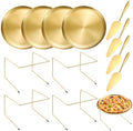 12 Pcs Pizza Display Stands for Party Pizza Pan Riser Stand Set in Large in Gold