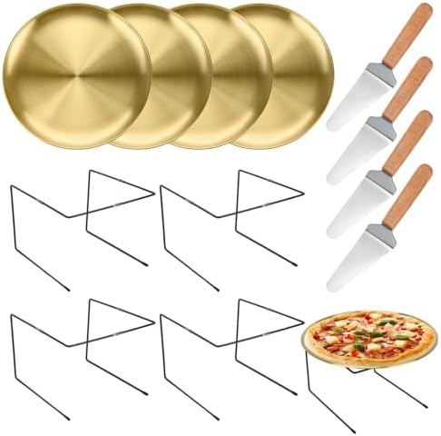 12 Pcs Pizza Display Stands for Party Pizza Pan Riser Stand Set in Silver; Gold