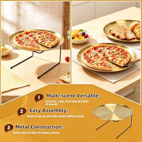 12 Pcs Pizza Display Stands for Party Pizza Pan Riser Stand Set in Silver; Gold, alternate view 5