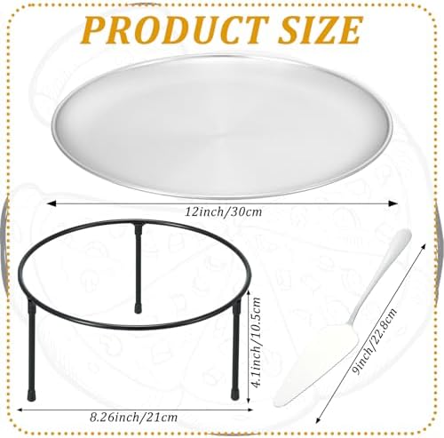 12 Pcs Pizza Pan Riser Stands Sets Includes 4 Round Pizza Tray Riser Rack Holder 4 12inch Pizza Pan and 4 Wood, alternate